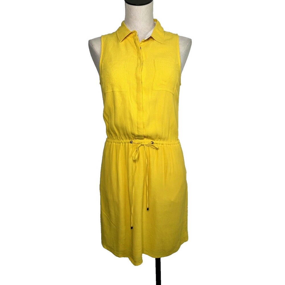 Banana Republic Yellow Sleeveless Dress Women’s Sz 6 Drawstring Waist